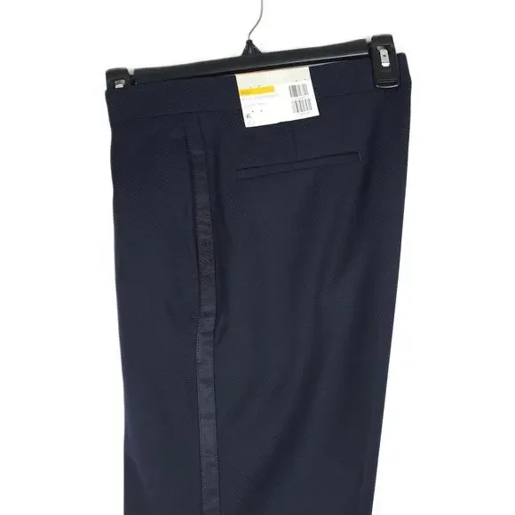 Alfani Mens Slim Fit 2 Piece Tuxedo Suit 40R 30x30 Navy Stretch Diamond Grid NWT